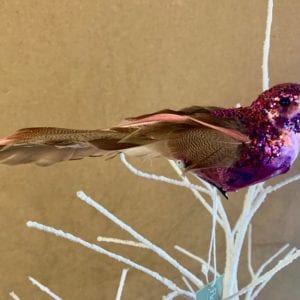 Floral Silk Pink Metallic Look Clip Bird