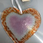 D & J Glassware Fused Glass Heart, Red & Pink