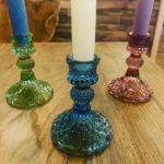 Grand Illusions Blue vintage glass Candlestick