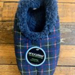 Snoozies Men’s Plaid Velour Slippers, Navy, X-Large