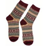 Joya Deep Red Fairisle Wool Blend Socks Size 7-11