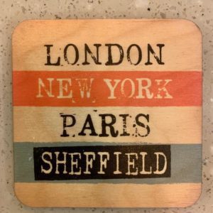 Wotmalike ‘London New York Paris Sheffield’ Wooden Coaster