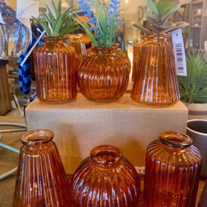 Sass & Belle Amber Glass Bud Vases – Set of 3