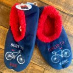 Snoozies Pairables ‘Born To Ride’ Navy Mens Slippers Small