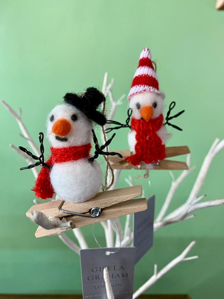 Gisela Graham Gisela Graham Christmas Decoration Wool Snowman Peg One Supplied 5030026179119 