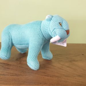 Best Years Knitted Blue Sabre Tooth Tiger Rattle