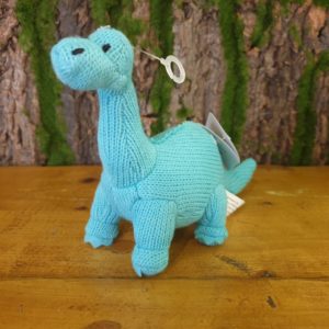 Best Years Knitted Ice Blue Diplodocus Dinosaur Rattle