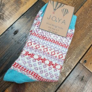 Joya BLUE & CREAM Wool Blend Scandi Socks