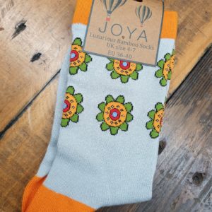 Joya GREY Bamboo Socks With Floral Motif