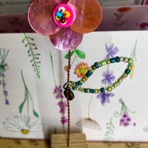 Bead and Button Blooms – Fuschia Mop Poppy with Leaf