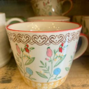 Gisela Graham Yellow Band Rosehip Ceramic Mug