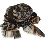 Miss Milly Black and Grey Animal Print Scarf