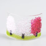 Pam Peters Glassware – Pink Trees Curve